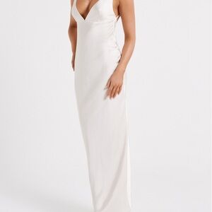 Elegant White Satin Dress Meshki